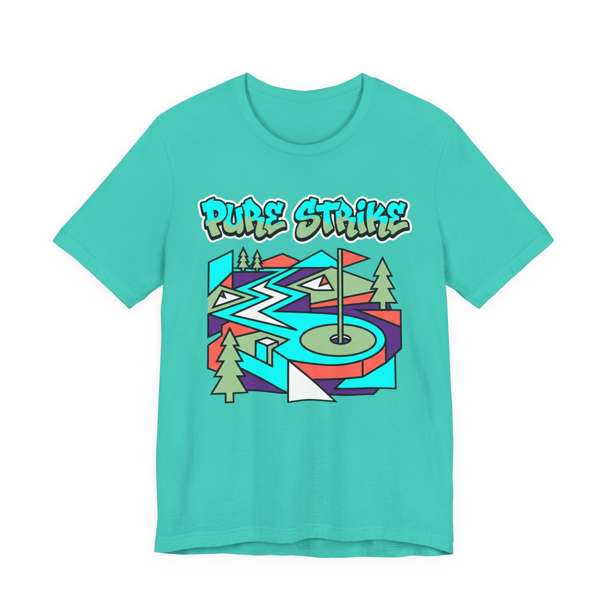 Pure Strike Golf T-Shirt | Retro Graphic Tee | Golf Course Design | Wild Green Golf