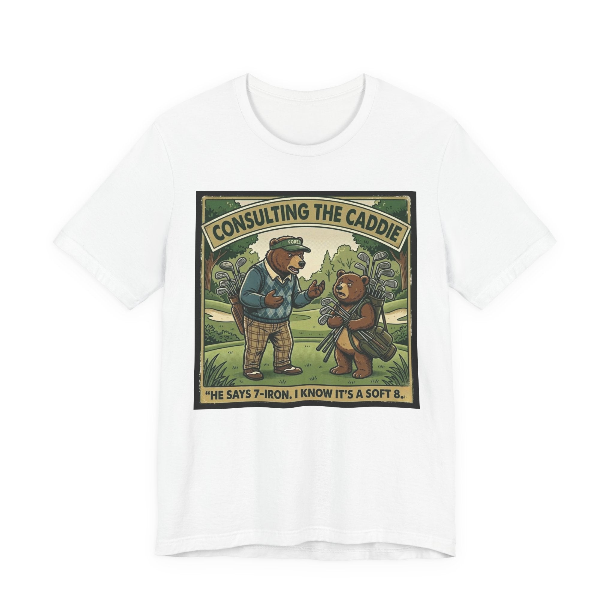 Consulting the Caddie Funny Golf T-Shirt | Golf Club Selection Humor | Golfer Gift Tee