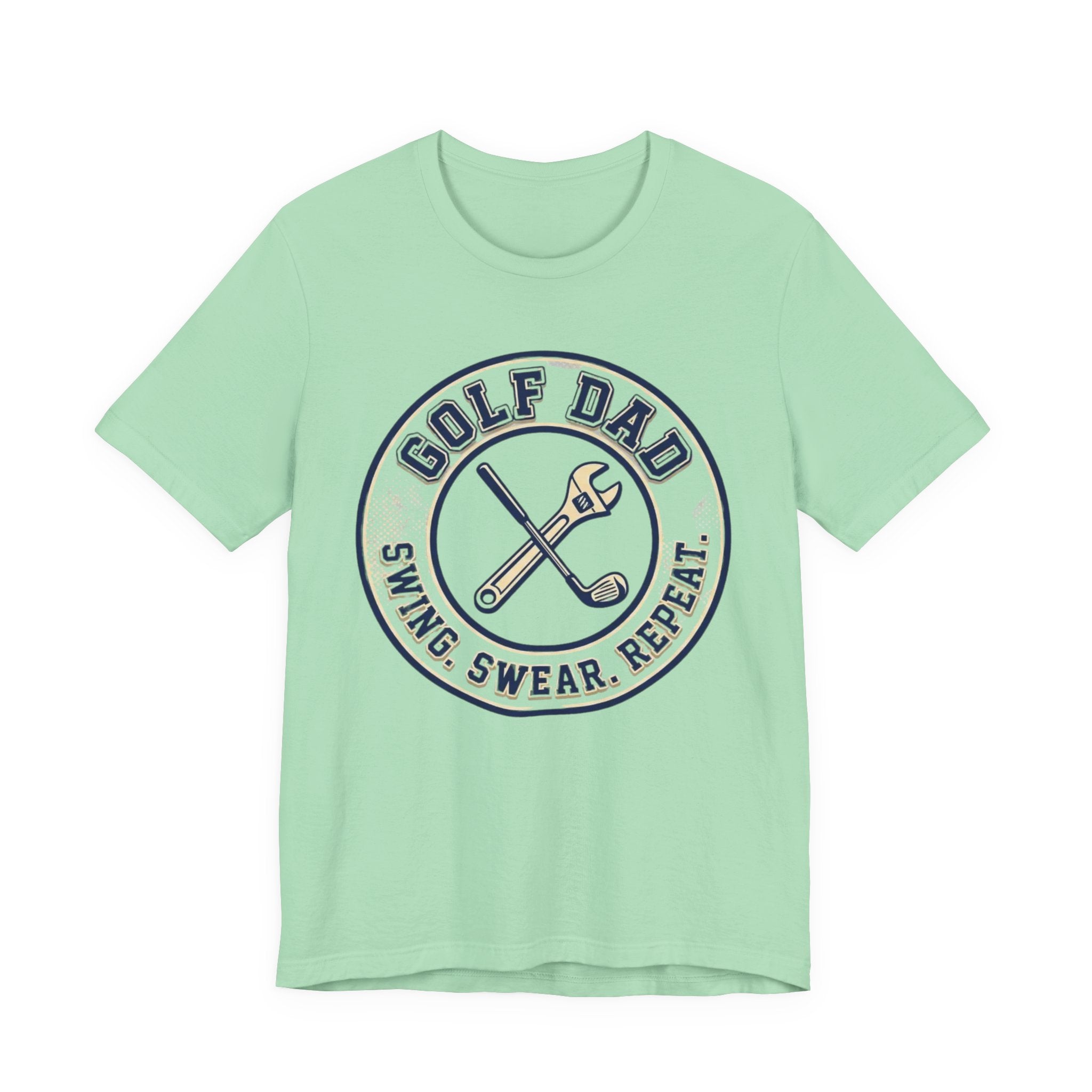 Golf Dad Swing Swear Repeat T-Shirt | Classic Crest Father's Day Golf Tee | Wild Green Golf