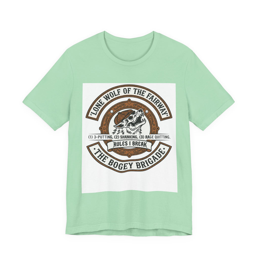 Lone Wolf of the Fairway Golf T-Shirt | The Bogey Brigade Graphic Tee | Wild Green Golf