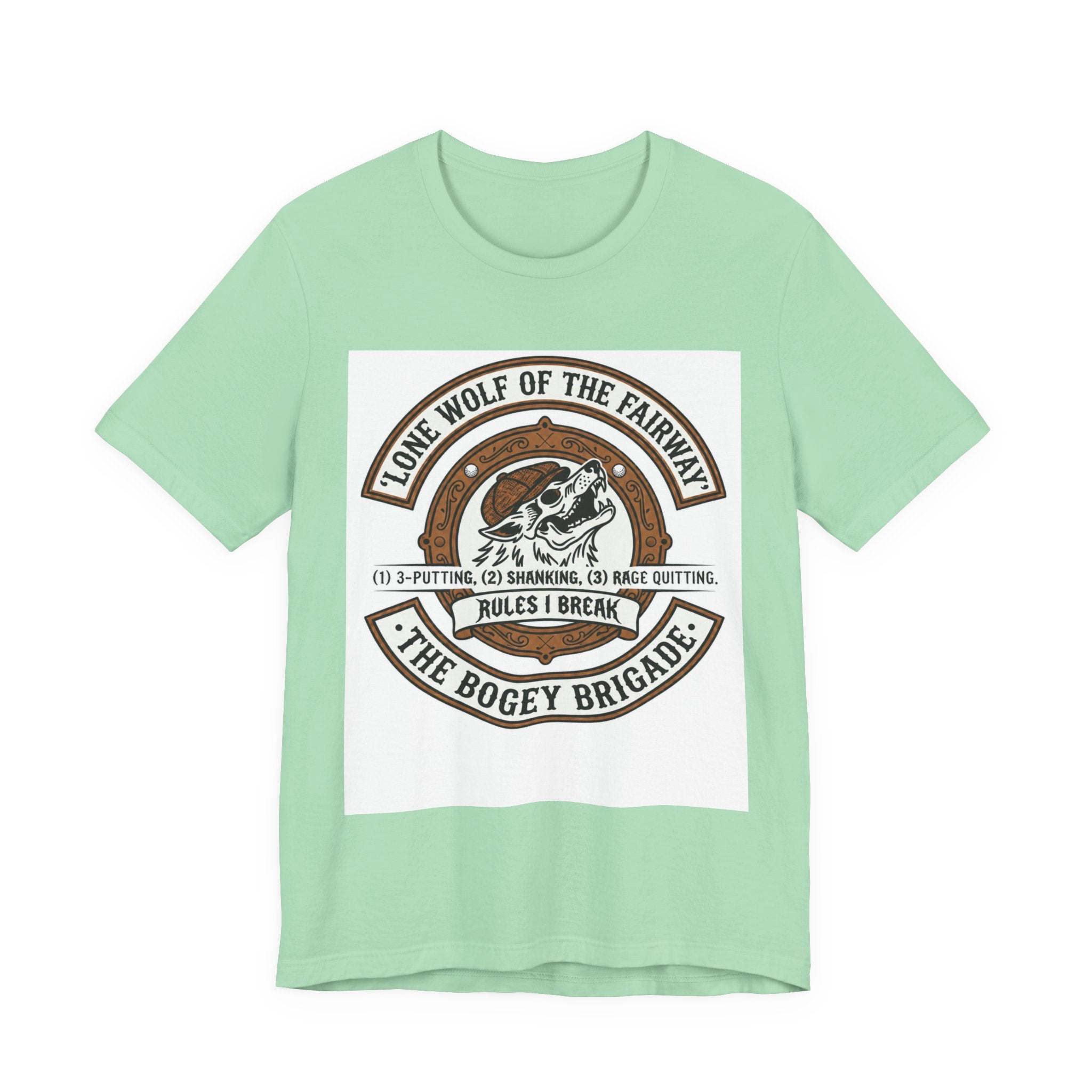 Lone Wolf of the Fairway Golf T-Shirt | The Bogey Brigade Graphic Tee | Wild Green Golf