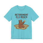 Retirement Is A Beach Golf T-Shirt | Mostly The Bunkers | Funny Retirement Golf Tee | Wild Green Golf