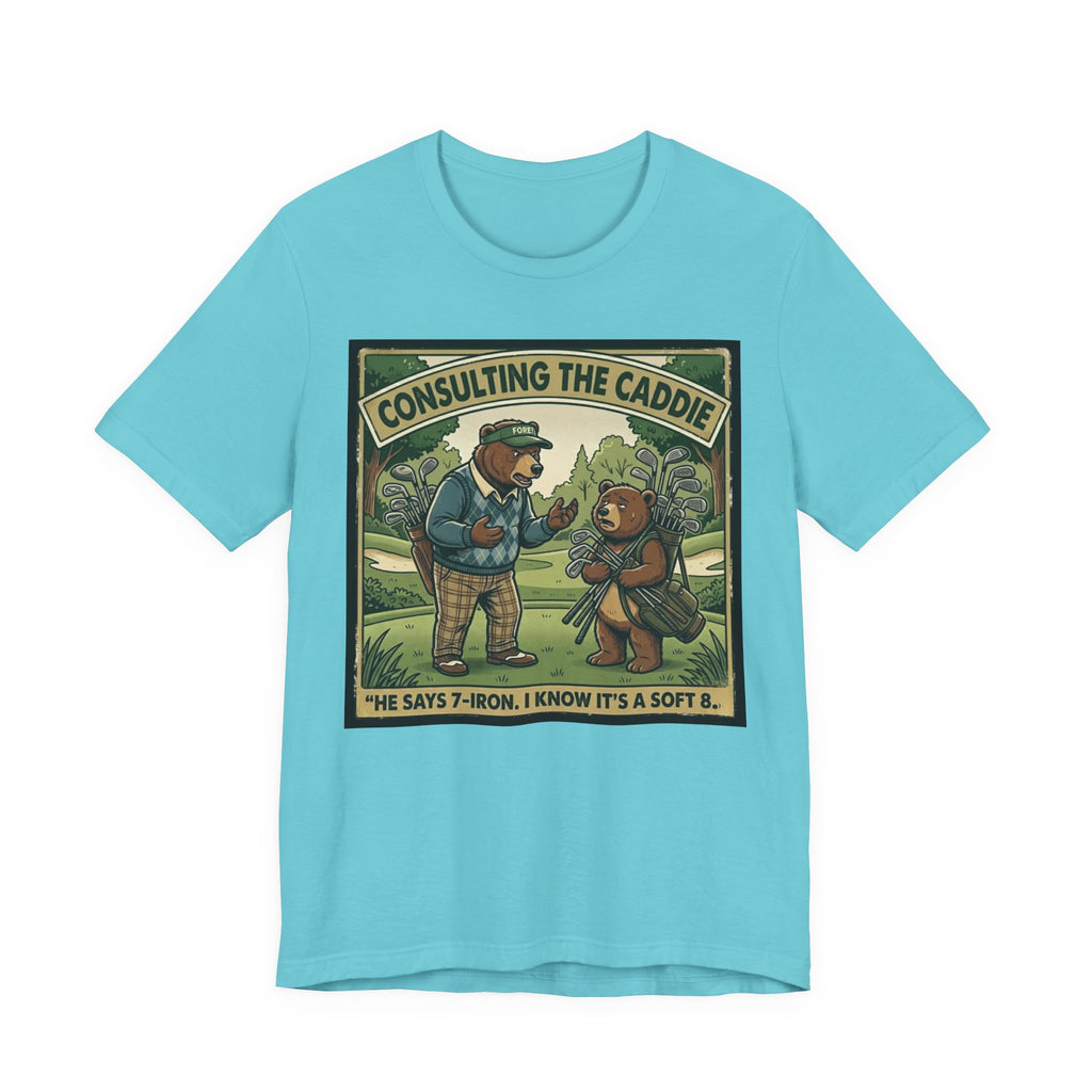 Consulting the Caddie Funny Golf T-Shirt | Golf Club Selection Humor | Golfer Gift Tee
