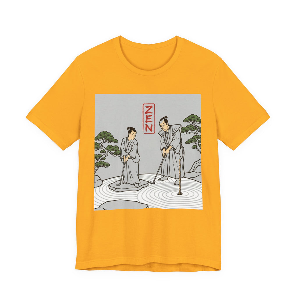 ZEN Golf T-Shirt | Two Samurai Putting Japanese Art Tee | Golf Legend Series | Wild Green Golf