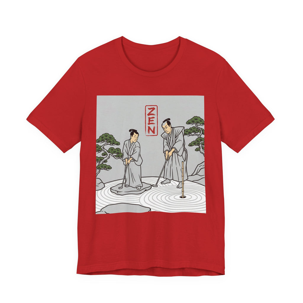 ZEN Golf T-Shirt | Two Samurai Putting Japanese Art Tee | Golf Legend Series | Wild Green Golf