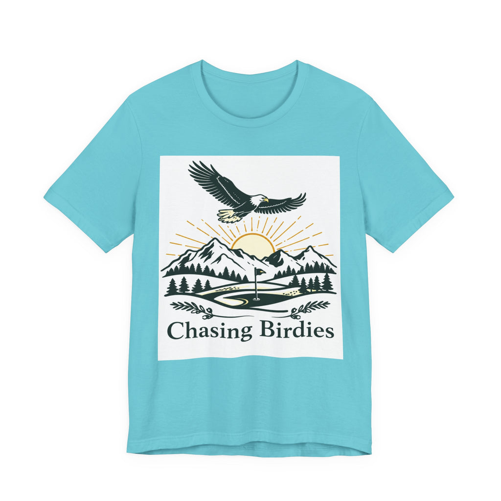 Chasing Birdies Golf T-Shirt | Vintage Eagle & Mountain Golf Course Design | Golf Gift