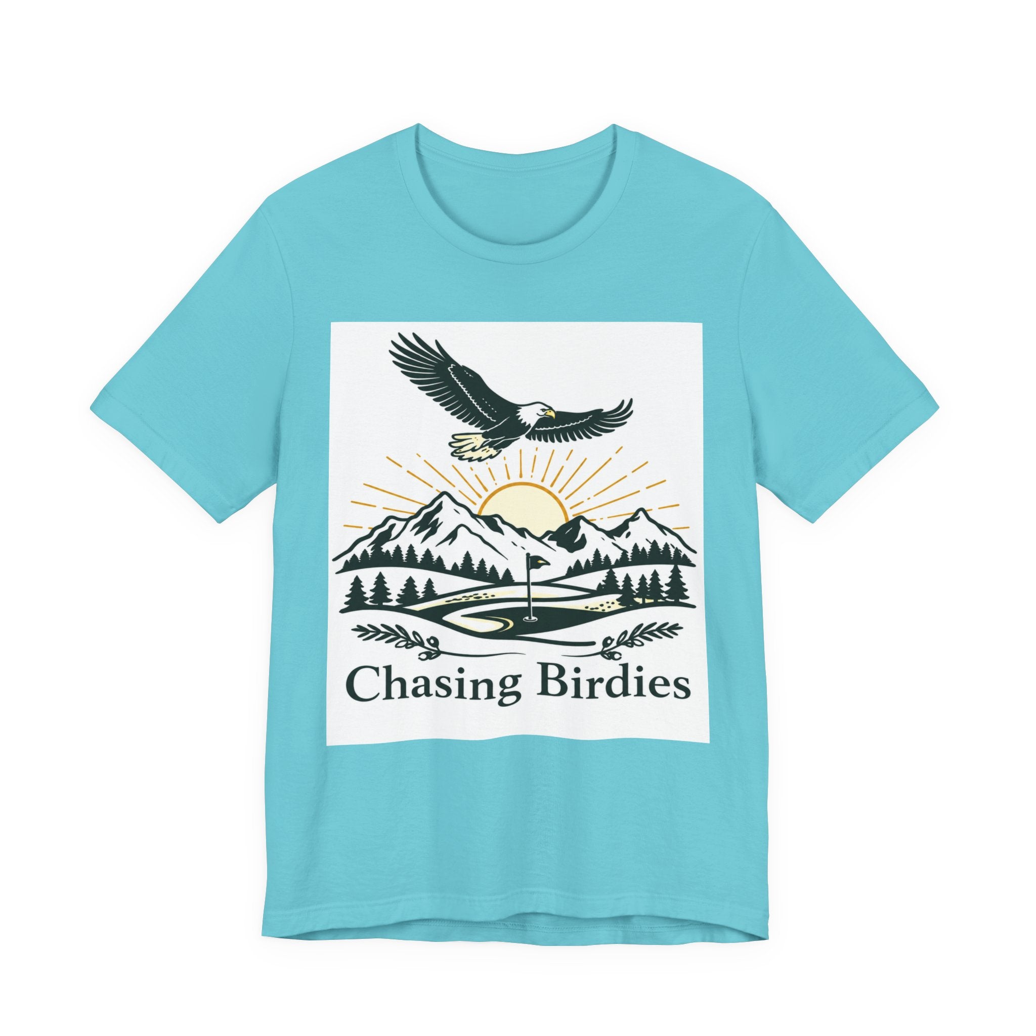 Chasing Birdies Golf T-Shirt | Vintage Eagle & Mountain Golf Course Design | Golf Gift