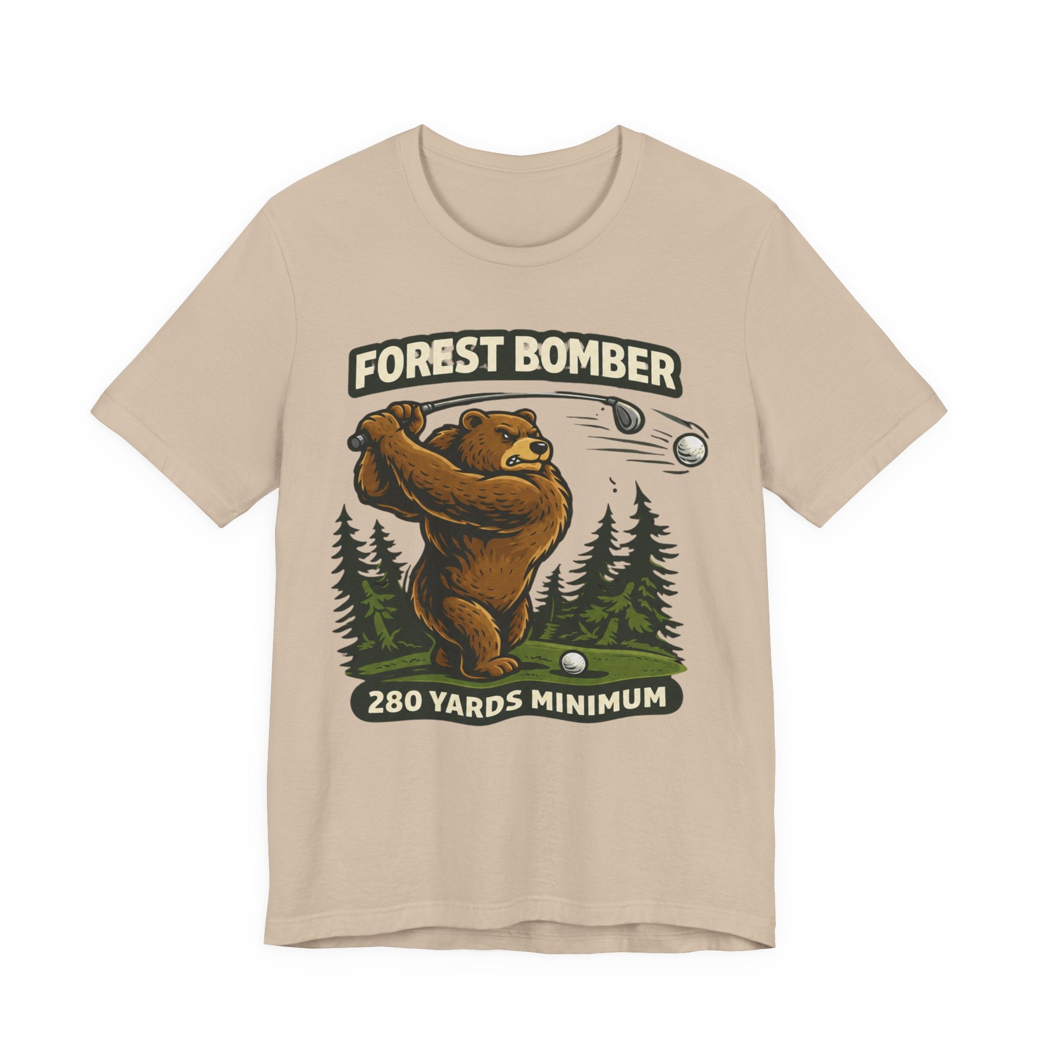Forest Bomber Golf T-Shirt | Bear Golf Design | 280 Yards Minimum | Funny Golf Gift