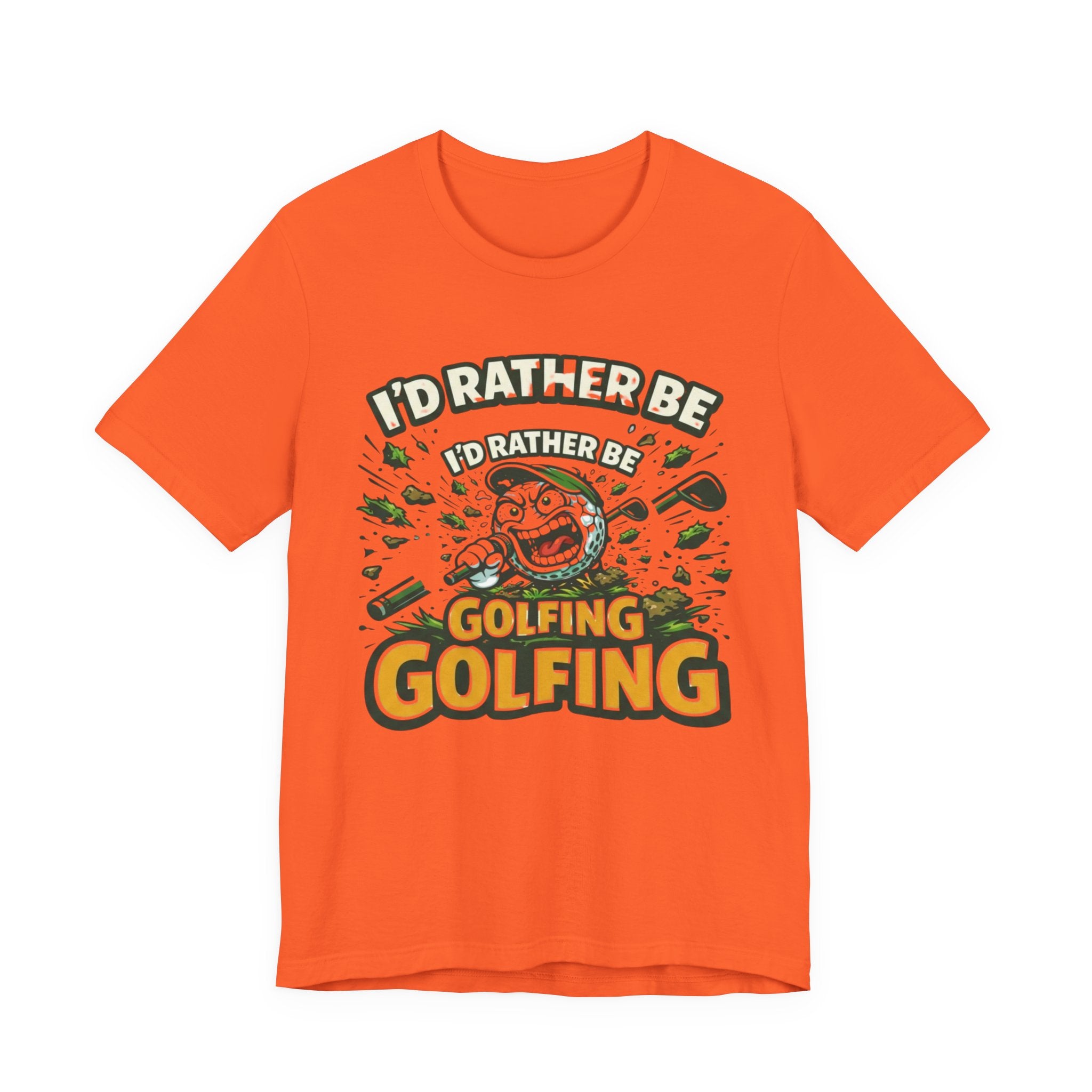 I'd Rather Be Golfing T-Shirt | Funny Golf Ball Cartoon Tee | Golf Gift