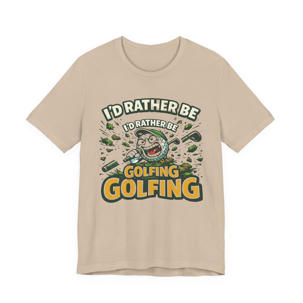 I'd Rather Be Golfing T-Shirt | Funny Golf Ball Cartoon Tee | Golf Gift