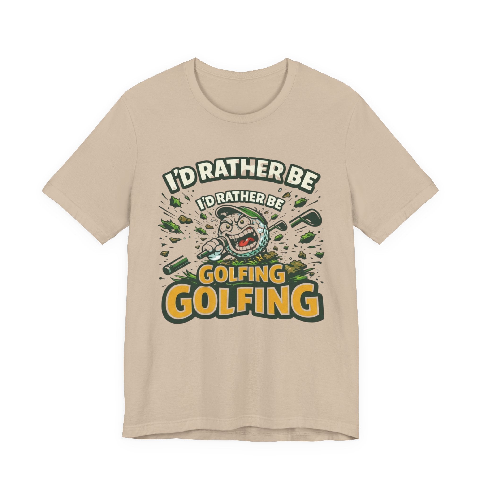I'd Rather Be Golfing T-Shirt | Funny Golf Ball Cartoon Tee | Golf Gift
