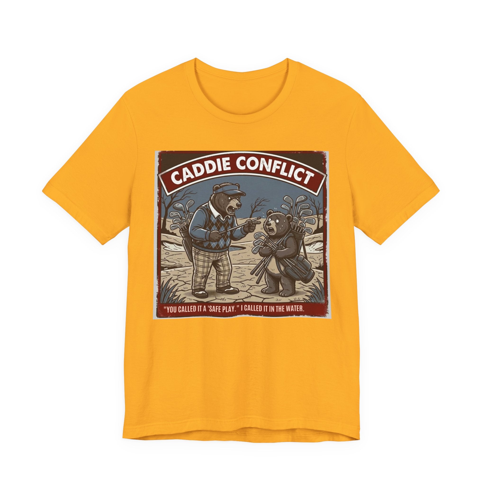 Caddie Conflict Funny Golf T-Shirt | Golf Water Hazard Humor | Golfer Gift Tee