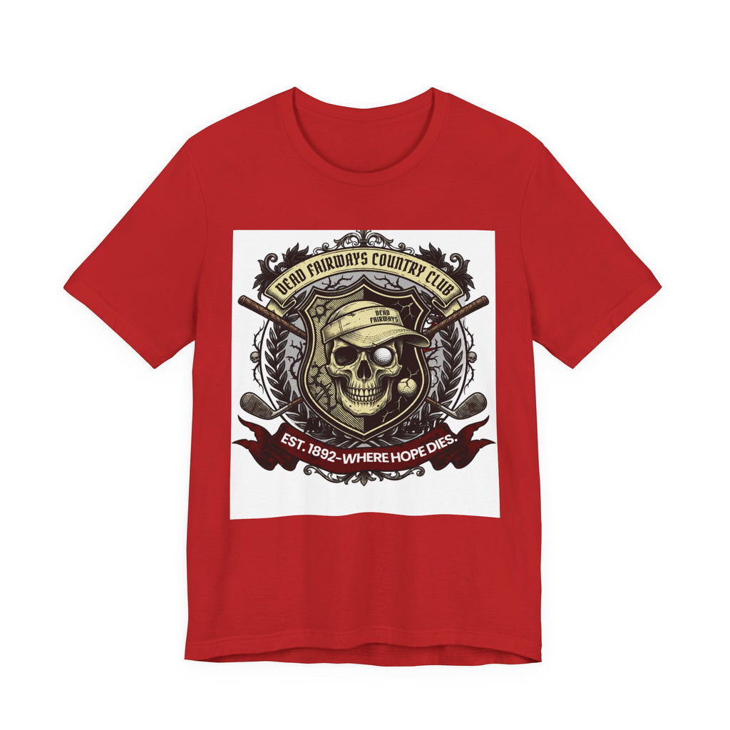Skull & Crossed Golf Clubs Tee | "Leatherface's Country Club" Vintage Horror Golf Shirt | Wild Green Golf