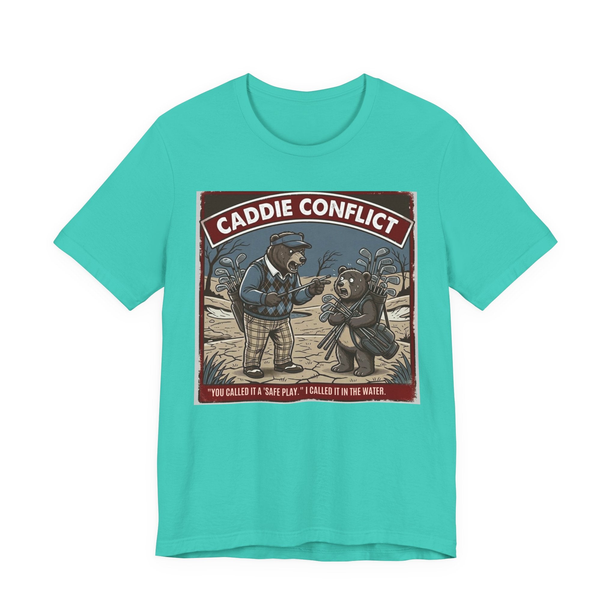 Caddie Conflict Funny Golf T-Shirt | Golf Water Hazard Humor | Golfer Gift Tee