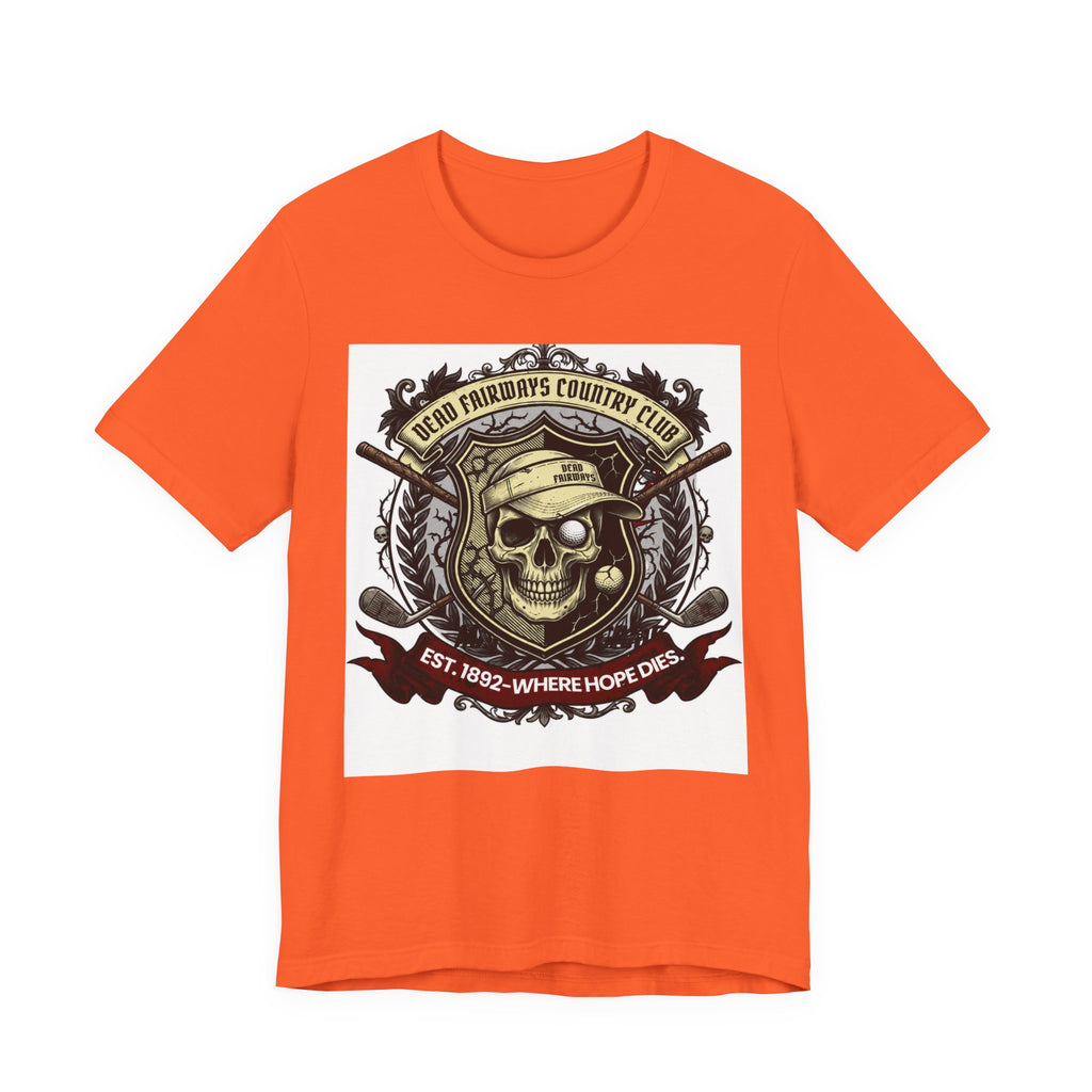 Skull & Crossed Golf Clubs Tee | "Leatherface's Country Club" Vintage Horror Golf Shirt | Wild Green Golf