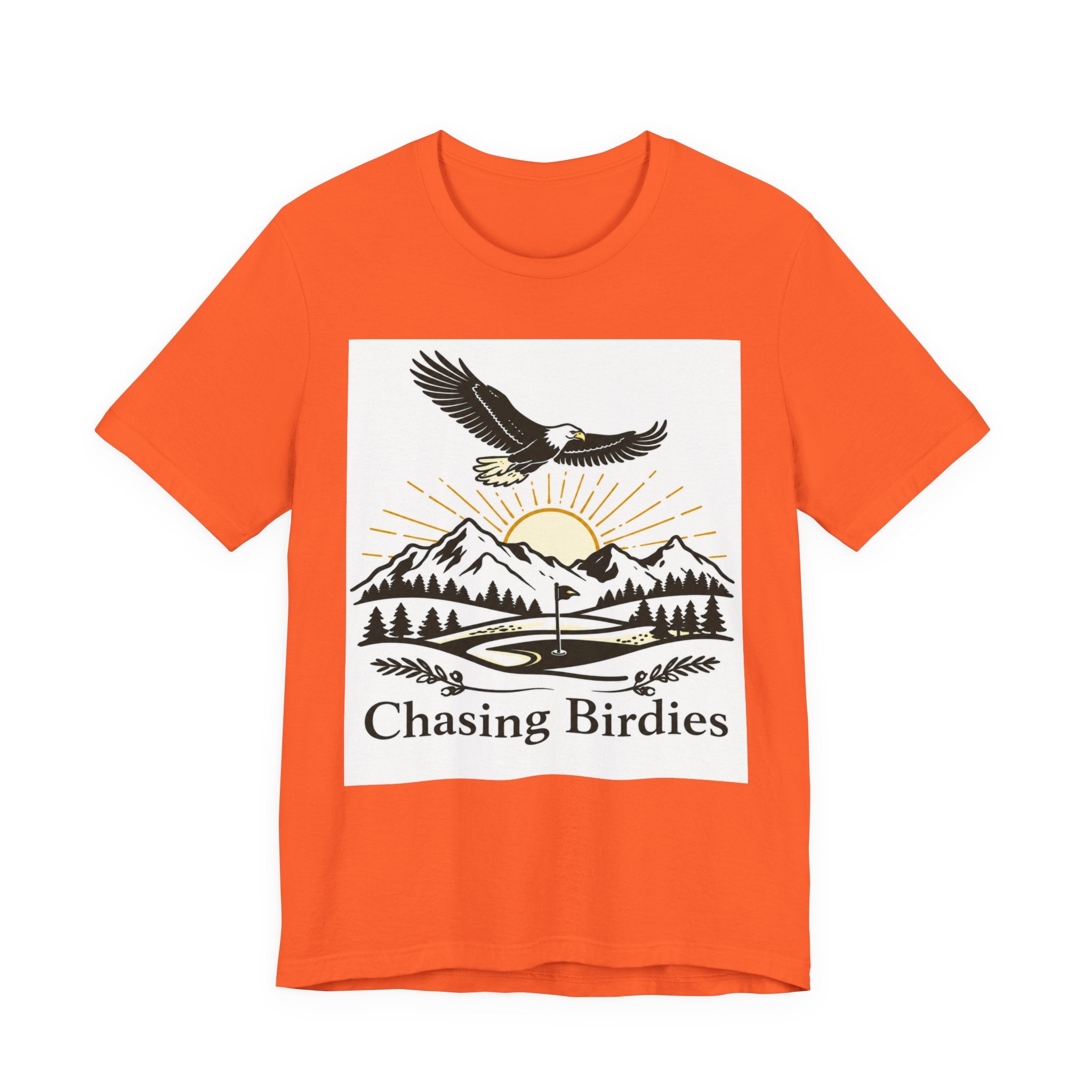 Chasing Birdies Golf T-Shirt | Vintage Eagle & Mountain Golf Course Design | Golf Gift