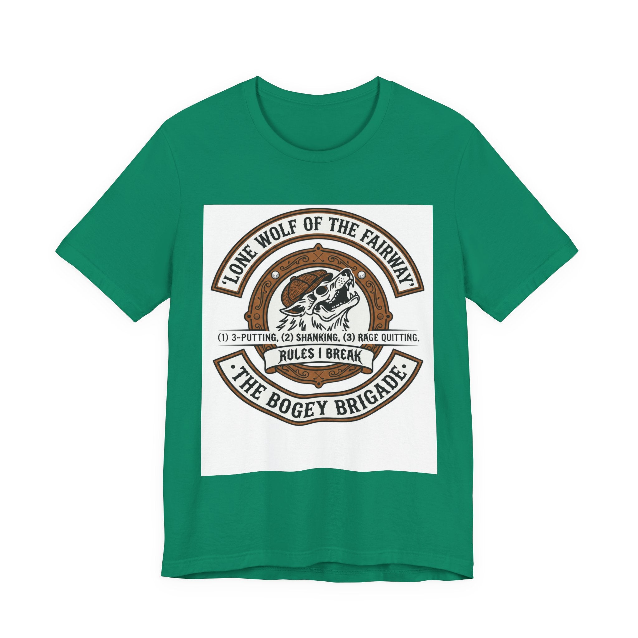 Lone Wolf of the Fairway Golf T-Shirt | The Bogey Brigade Graphic Tee | Wild Green Golf