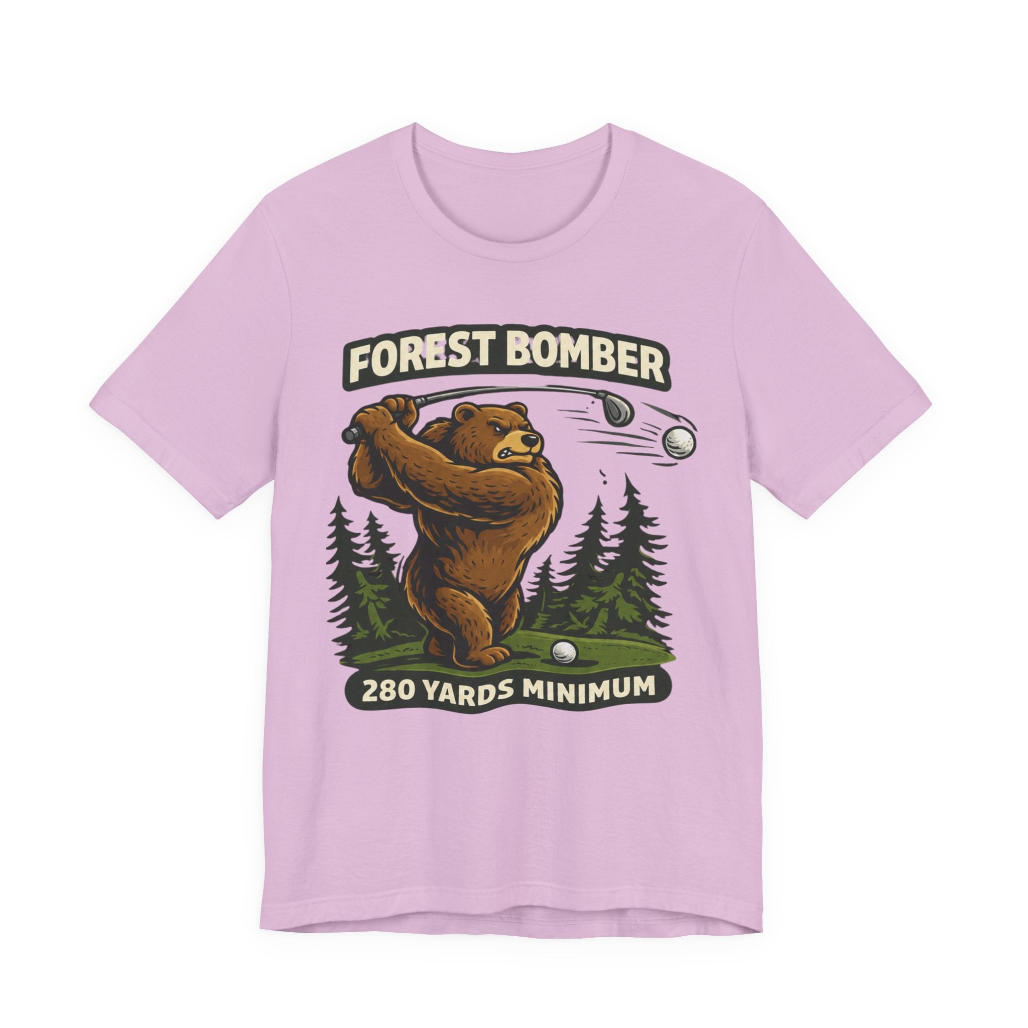 Forest Bomber Golf T-Shirt | Bear Golf Design | 280 Yards Minimum | Funny Golf Gift