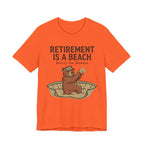 Retirement Is A Beach Golf T-Shirt | Mostly The Bunkers | Funny Retirement Golf Tee | Wild Green Golf