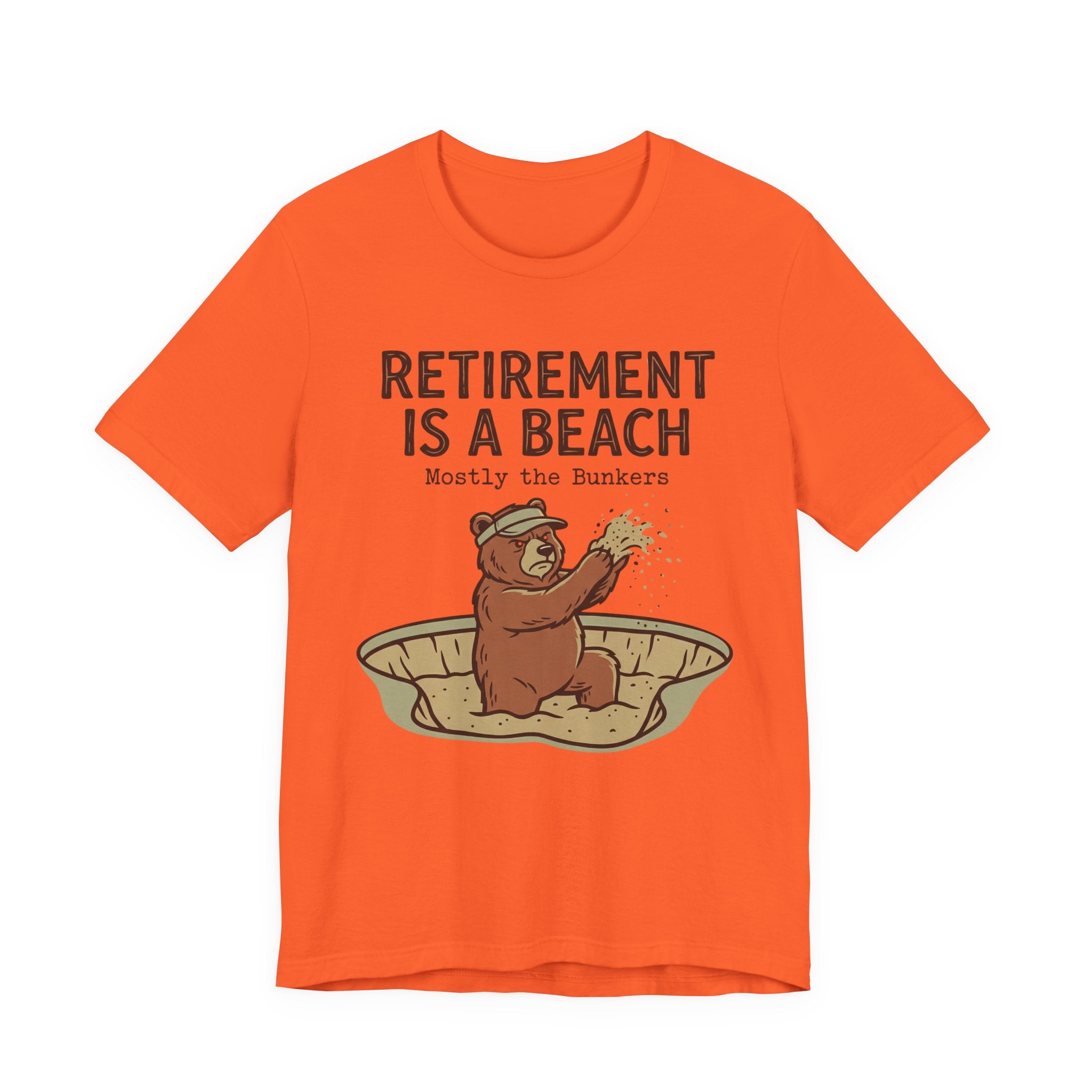 Retirement Is A Beach Golf T-Shirt | Mostly The Bunkers | Funny Retirement Golf Tee | Wild Green Golf