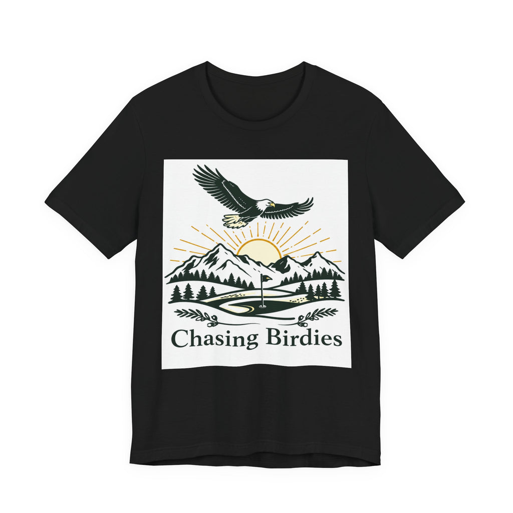 Chasing Birdies Golf T-Shirt | Vintage Eagle & Mountain Golf Course Design | Golf Gift