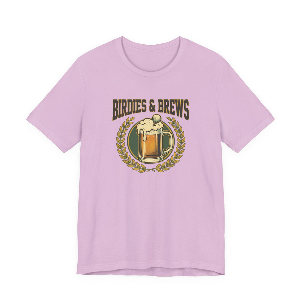 Birdies & Brews Golf T-Shirt | Vintage Beer Mug Crest Tee | Funny Golf Gift For Him