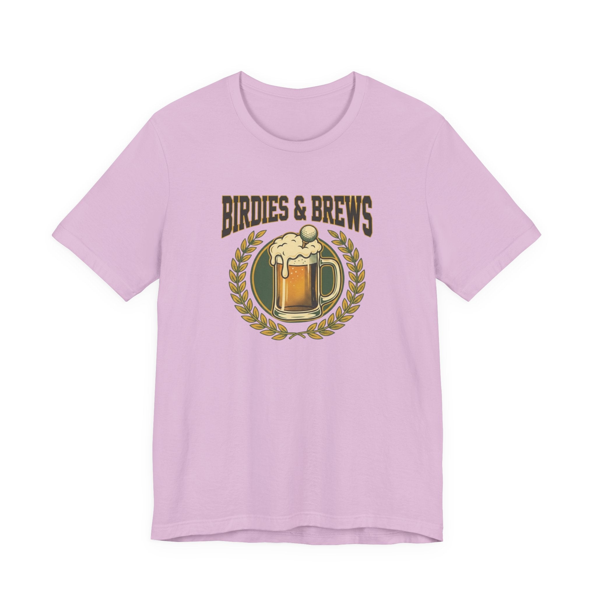 Birdies & Brews Golf T-Shirt | Vintage Beer Mug Crest Tee | Funny Golf Gift For Him