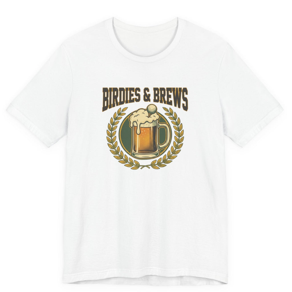 Birdies & Brews Golf T-Shirt | Vintage Beer Mug Crest Tee | Funny Golf Gift For Him