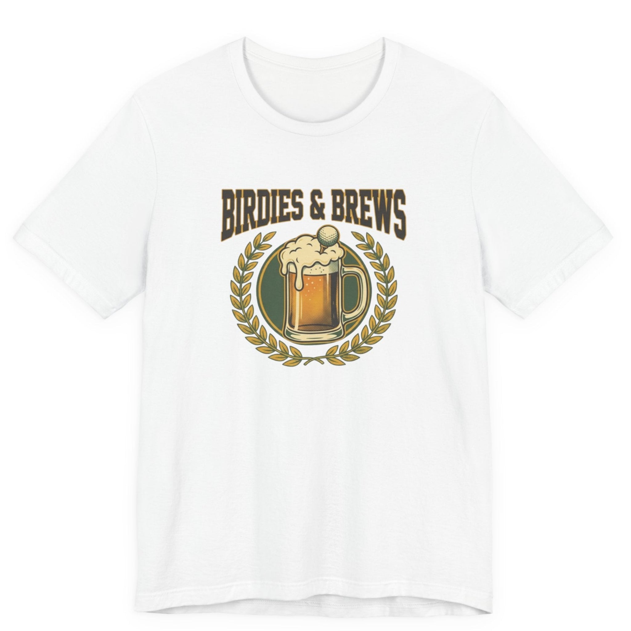 Birdies & Brews Golf T-Shirt | Vintage Beer Mug Crest Tee | Funny Golf Gift For Him