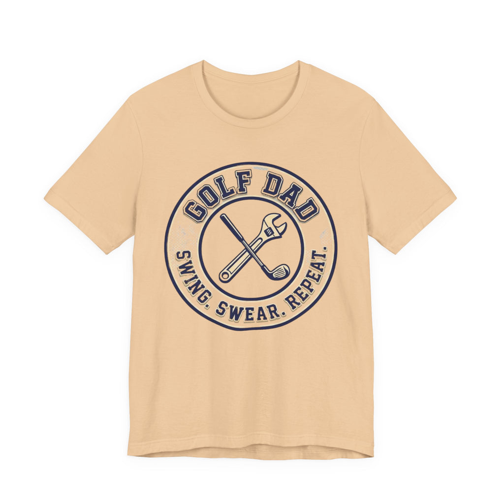 Golf Dad Swing Swear Repeat T-Shirt | Classic Crest Father's Day Golf Tee | Wild Green Golf