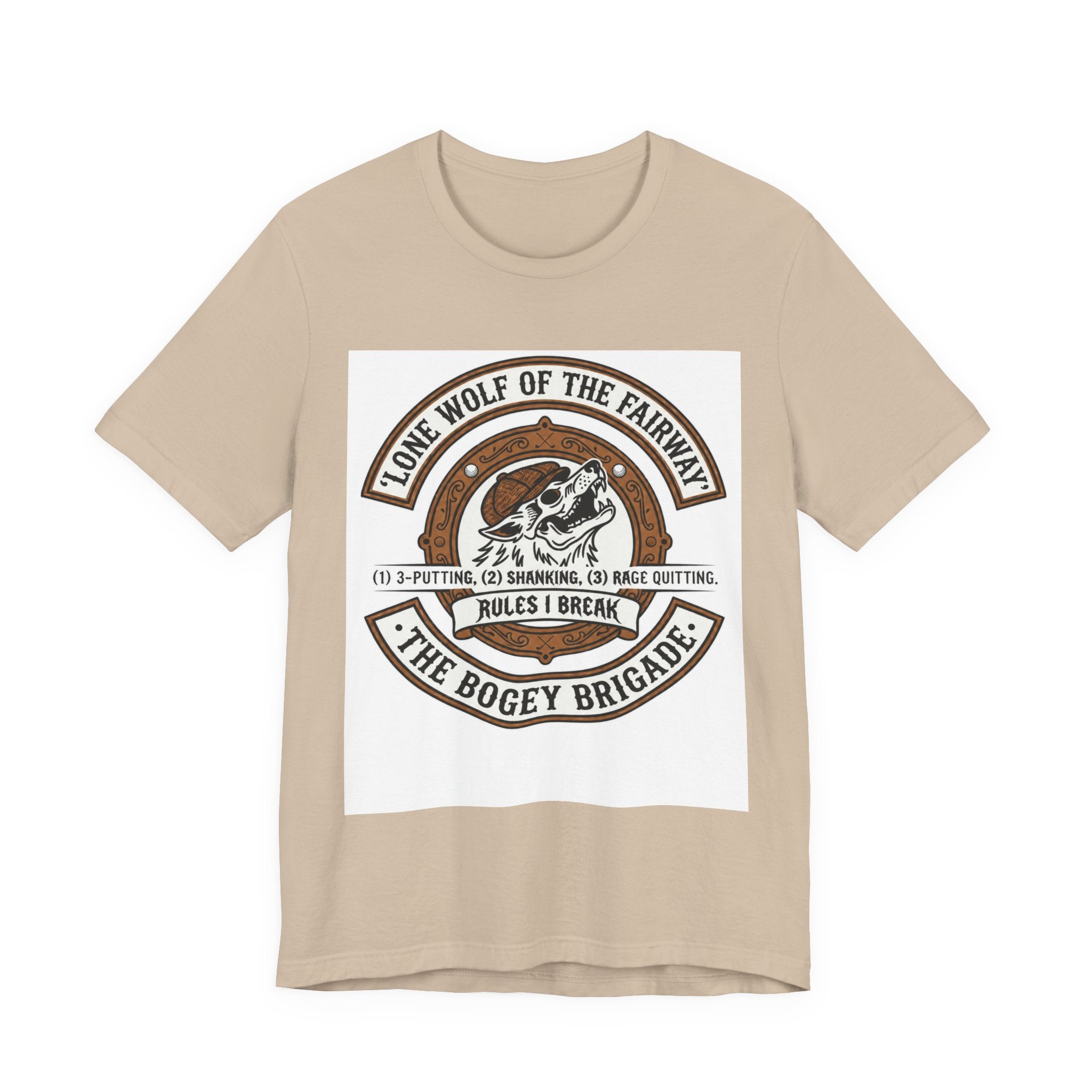 Lone Wolf of the Fairway Golf T-Shirt | The Bogey Brigade Graphic Tee | Wild Green Golf