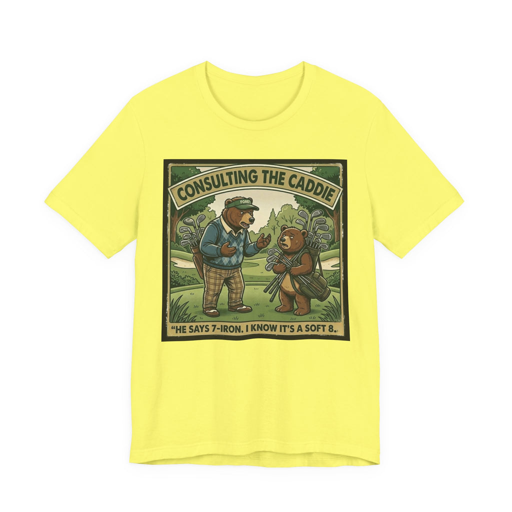 Consulting the Caddie Funny Golf T-Shirt | Golf Club Selection Humor | Golfer Gift Tee