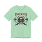 Grip It and Rip It Golf T-Shirt | Vintage Flame Skull Tee | Wild Green Golf