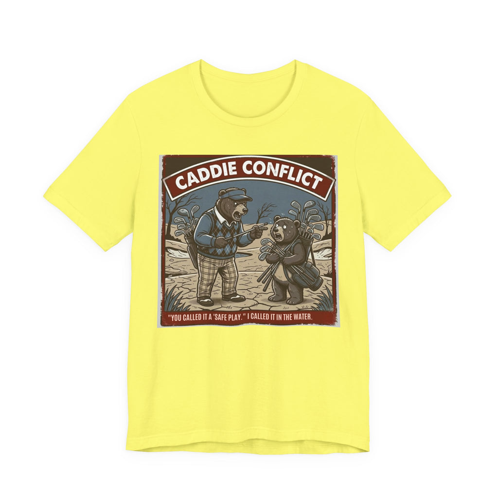 Caddie Conflict Funny Golf T-Shirt | Golf Water Hazard Humor | Golfer Gift Tee