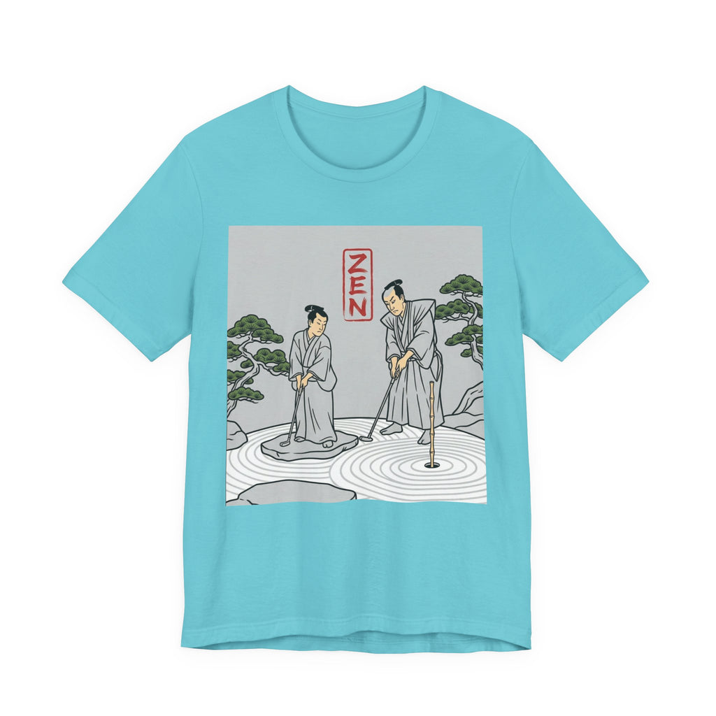 ZEN Golf T-Shirt | Two Samurai Putting Japanese Art Tee | Golf Legend Series | Wild Green Golf