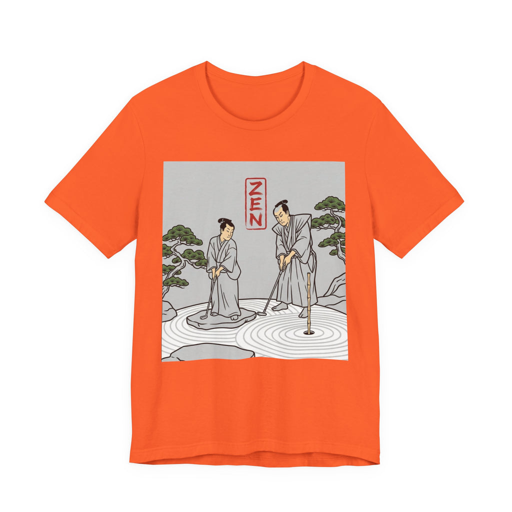 ZEN Golf T-Shirt | Two Samurai Putting Japanese Art Tee | Golf Legend Series | Wild Green Golf
