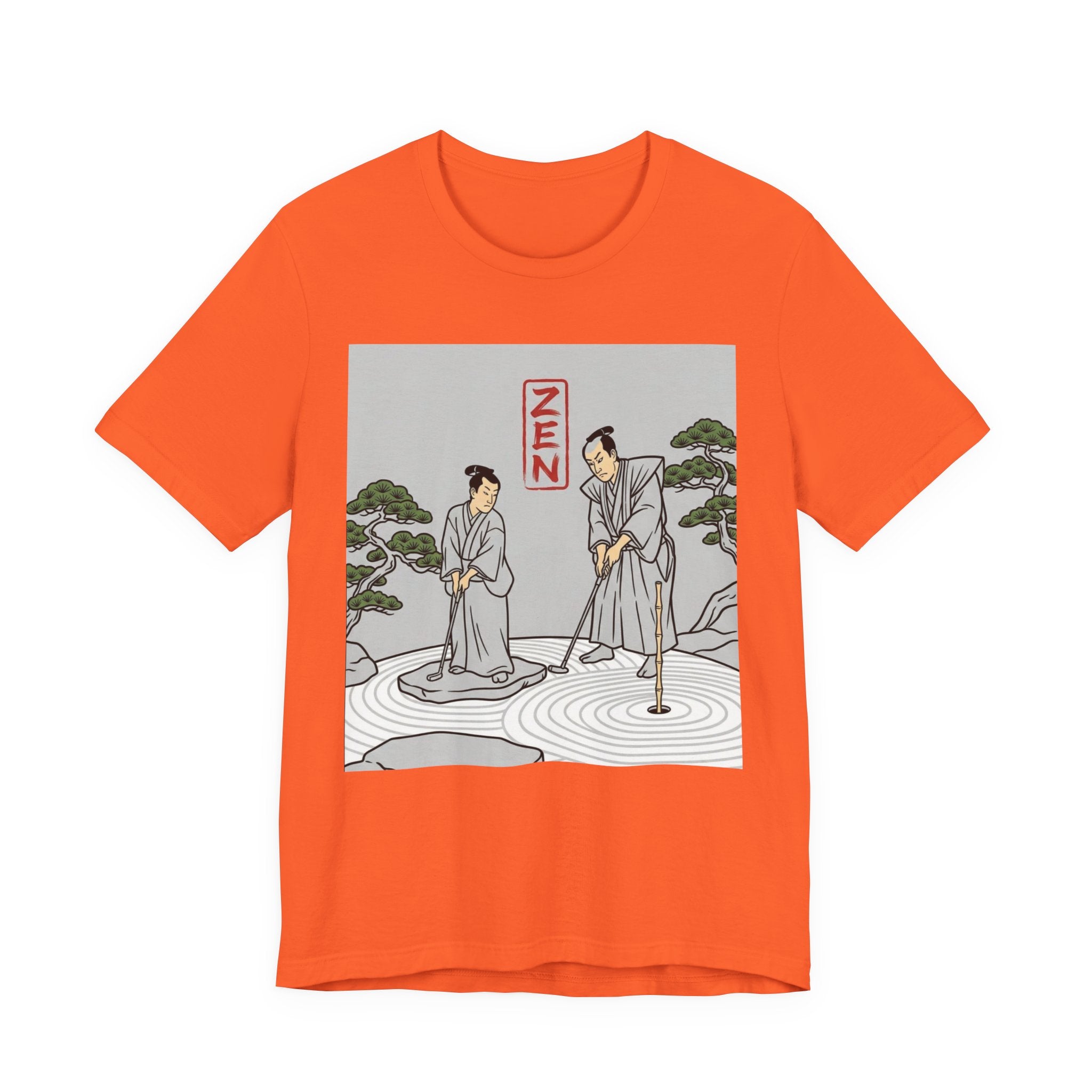 ZEN Golf T-Shirt | Two Samurai Putting Japanese Art Tee | Golf Legend Series | Wild Green Golf