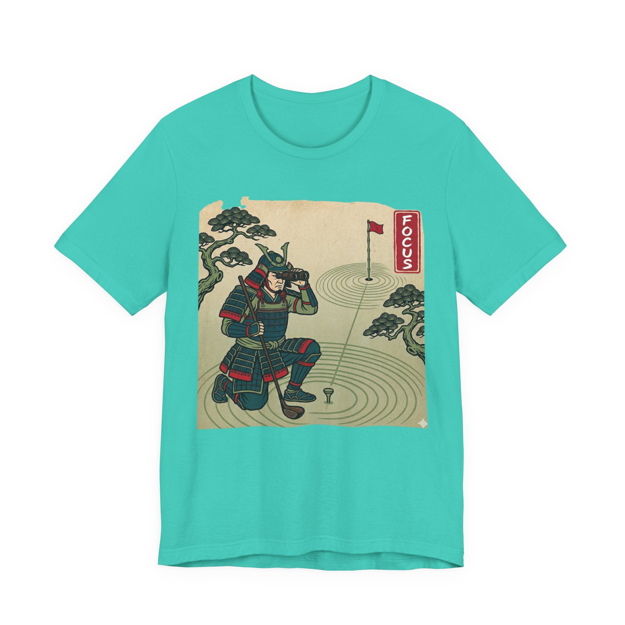 FOCUS Golf T-Shirt | Samurai Reading the Green | Golf Legend Series | Wild Green Golf