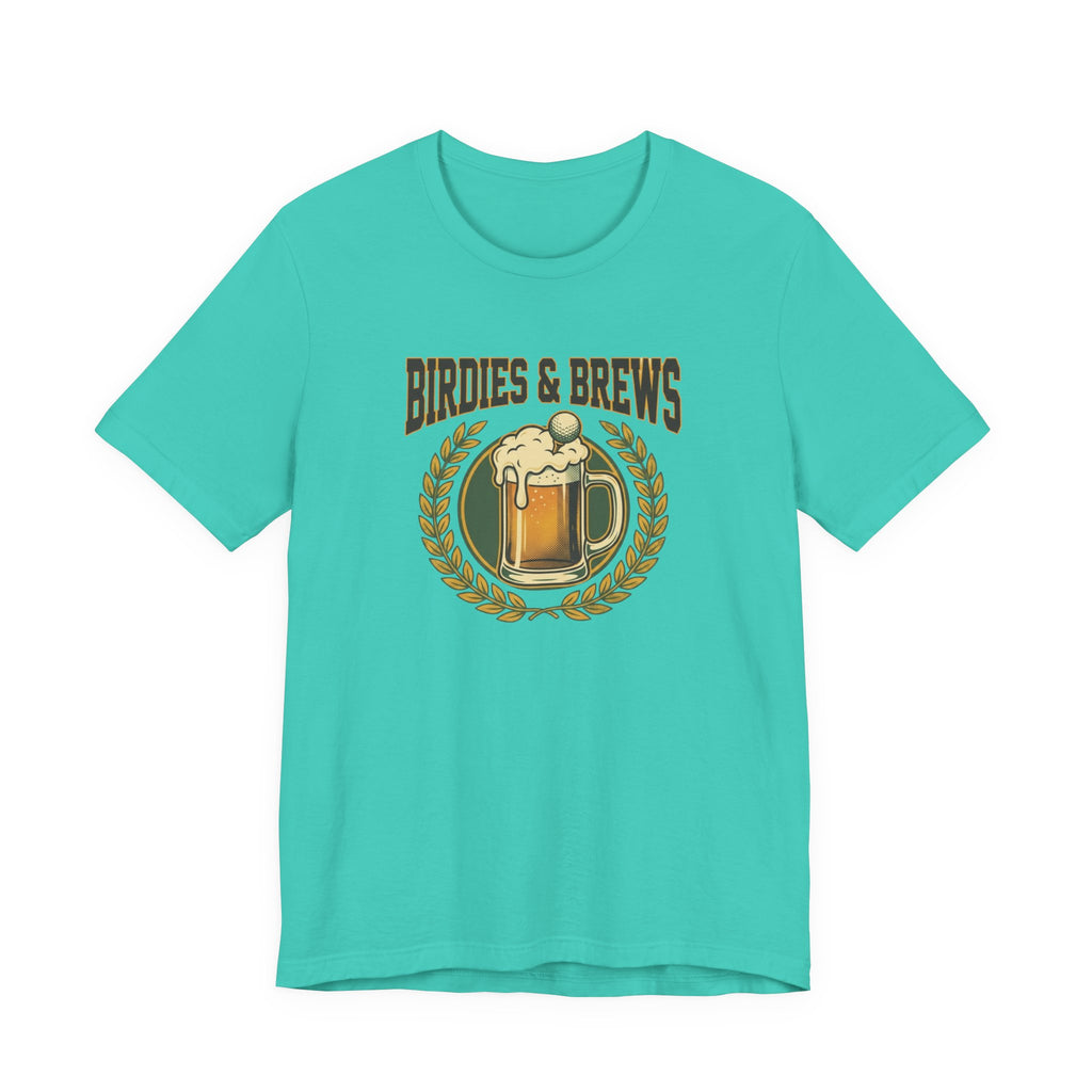 Birdies & Brews Golf T-Shirt | Vintage Beer Mug Crest Tee | Funny Golf Gift For Him