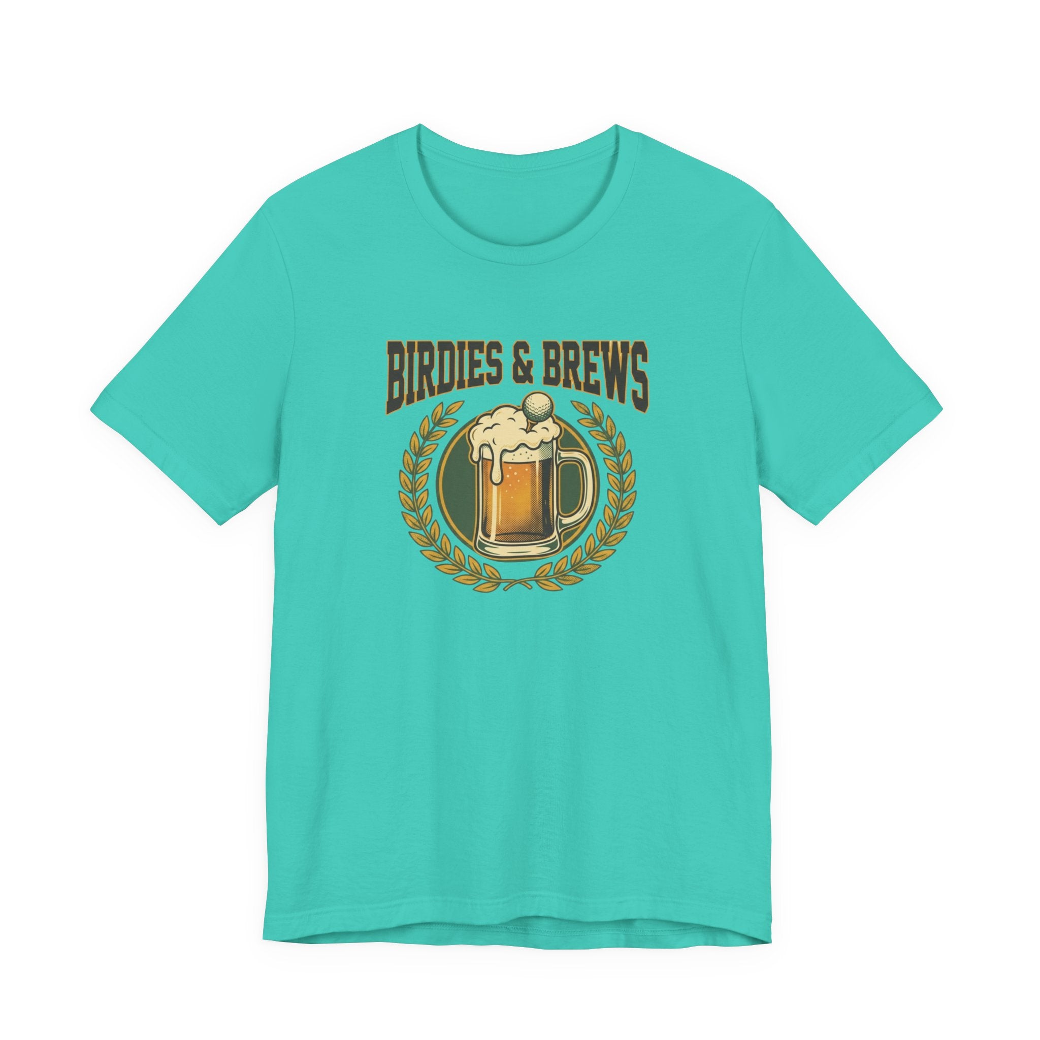 Birdies & Brews Golf T-Shirt | Vintage Beer Mug Crest Tee | Funny Golf Gift For Him