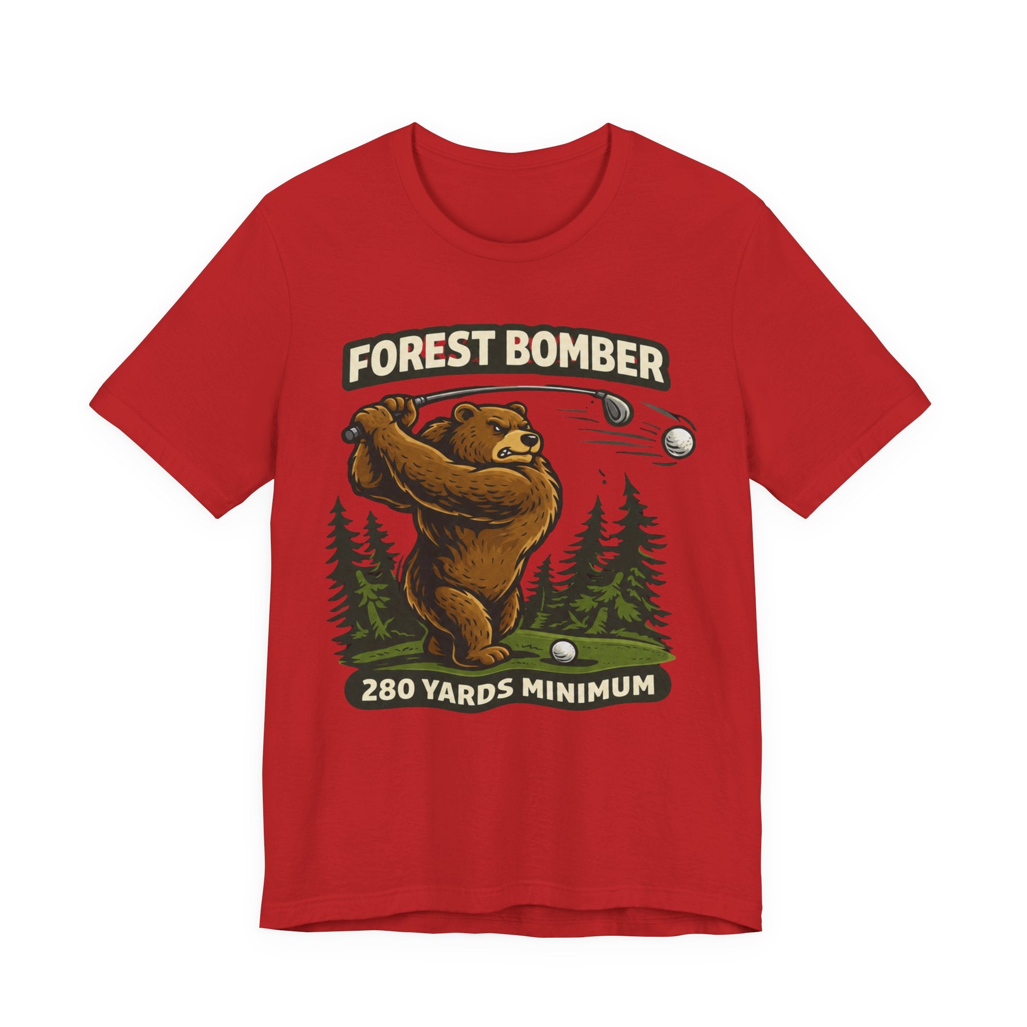 Forest Bomber Golf T-Shirt | Bear Golf Design | 280 Yards Minimum | Funny Golf Gift