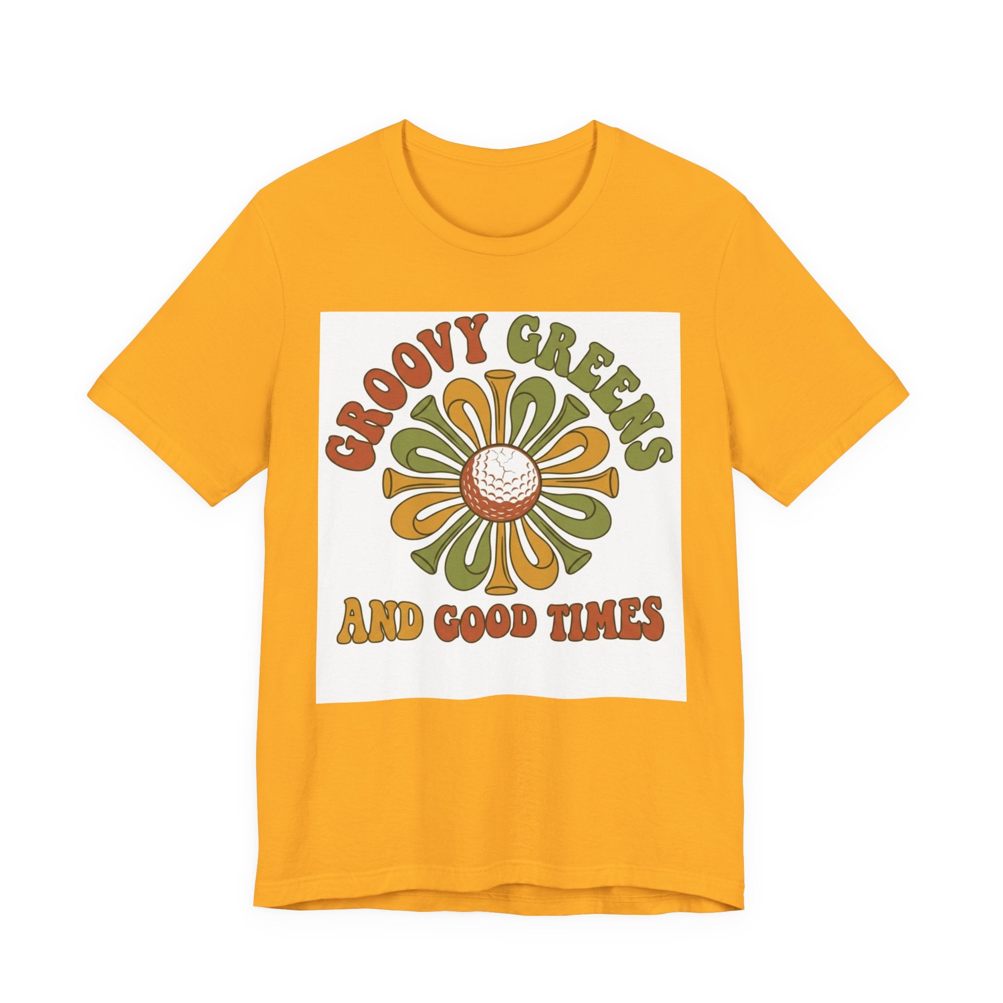 Groovy Greens and Good Times Golf T-Shirt | Retro Flower Golf Tee | 70s Golf Shirt