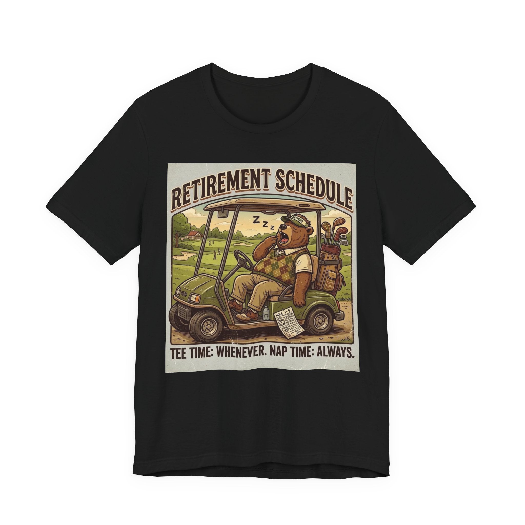 Retirement Schedule Funny Golf T-Shirt | Retired Golfer Gift | Golf Cart Humor Tee