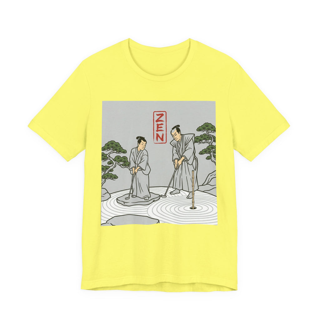 ZEN Golf T-Shirt | Two Samurai Putting Japanese Art Tee | Golf Legend Series | Wild Green Golf