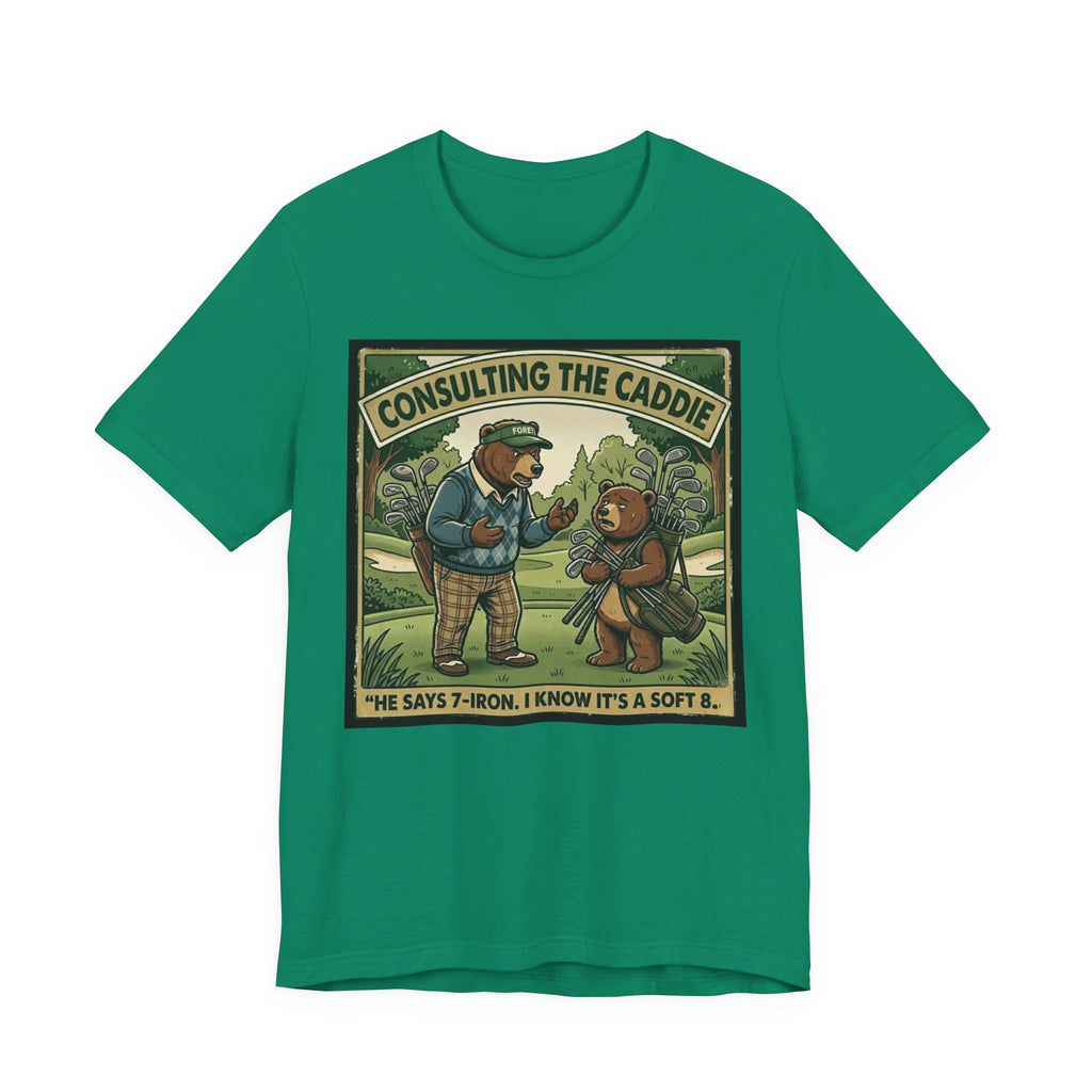Consulting the Caddie Funny Golf T-Shirt | Golf Club Selection Humor | Golfer Gift Tee