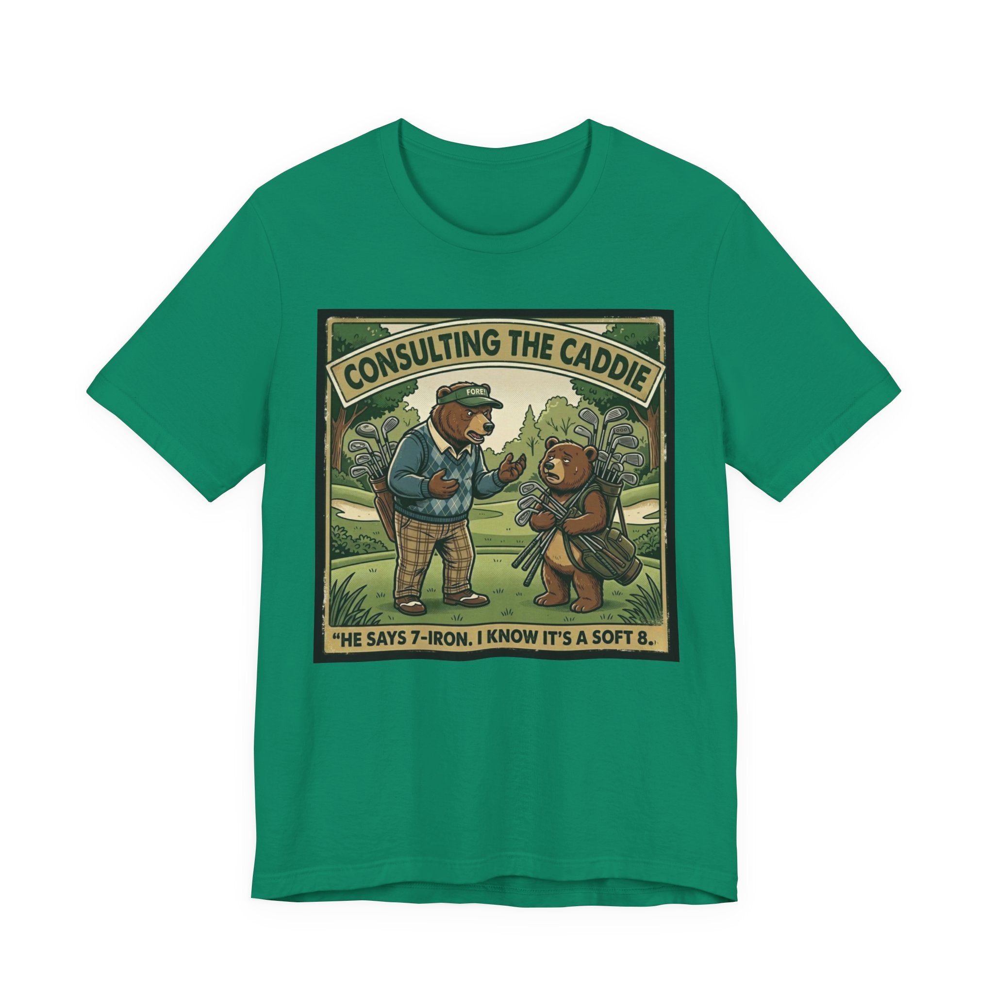 Consulting the Caddie Funny Golf T-Shirt | Golf Club Selection Humor | Golfer Gift Tee