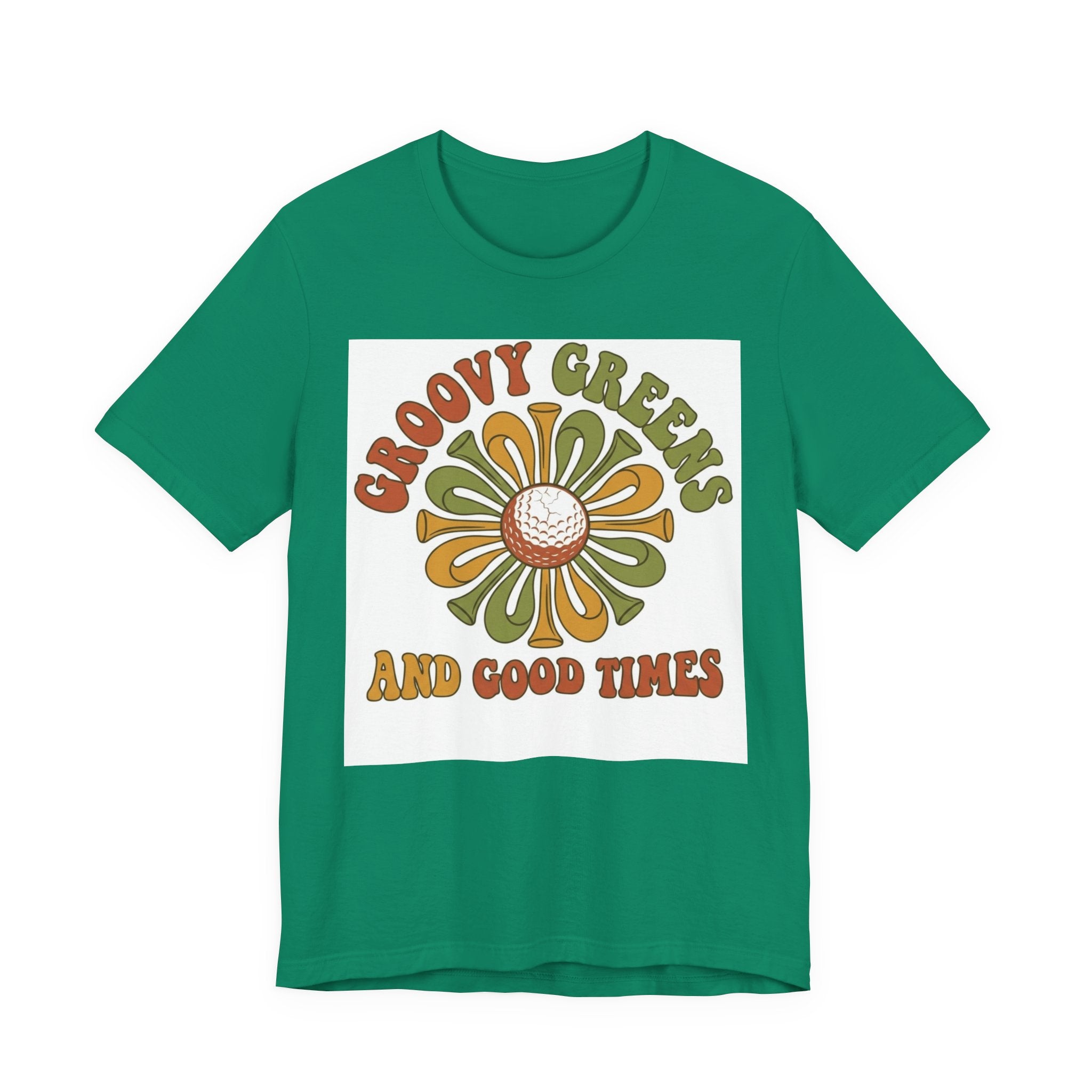 Groovy Greens and Good Times Golf T-Shirt | Retro Flower Golf Tee | 70s Golf Shirt