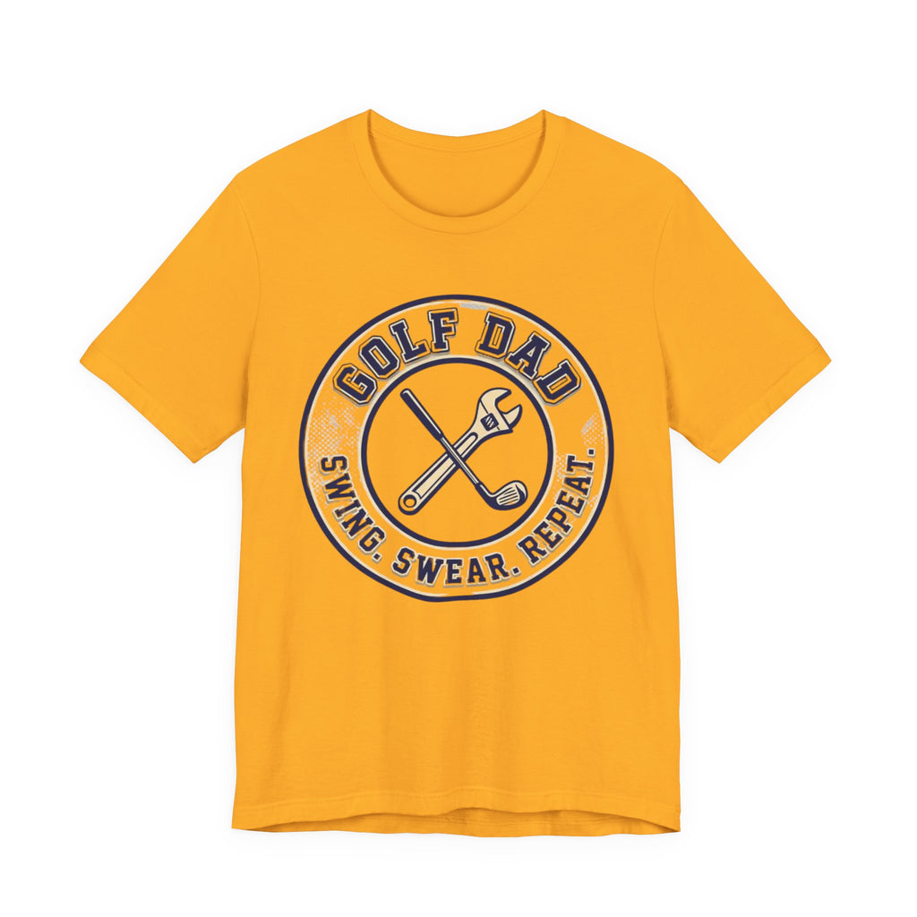 Golf Dad Swing Swear Repeat T-Shirt | Classic Crest Father's Day Golf Tee | Wild Green Golf