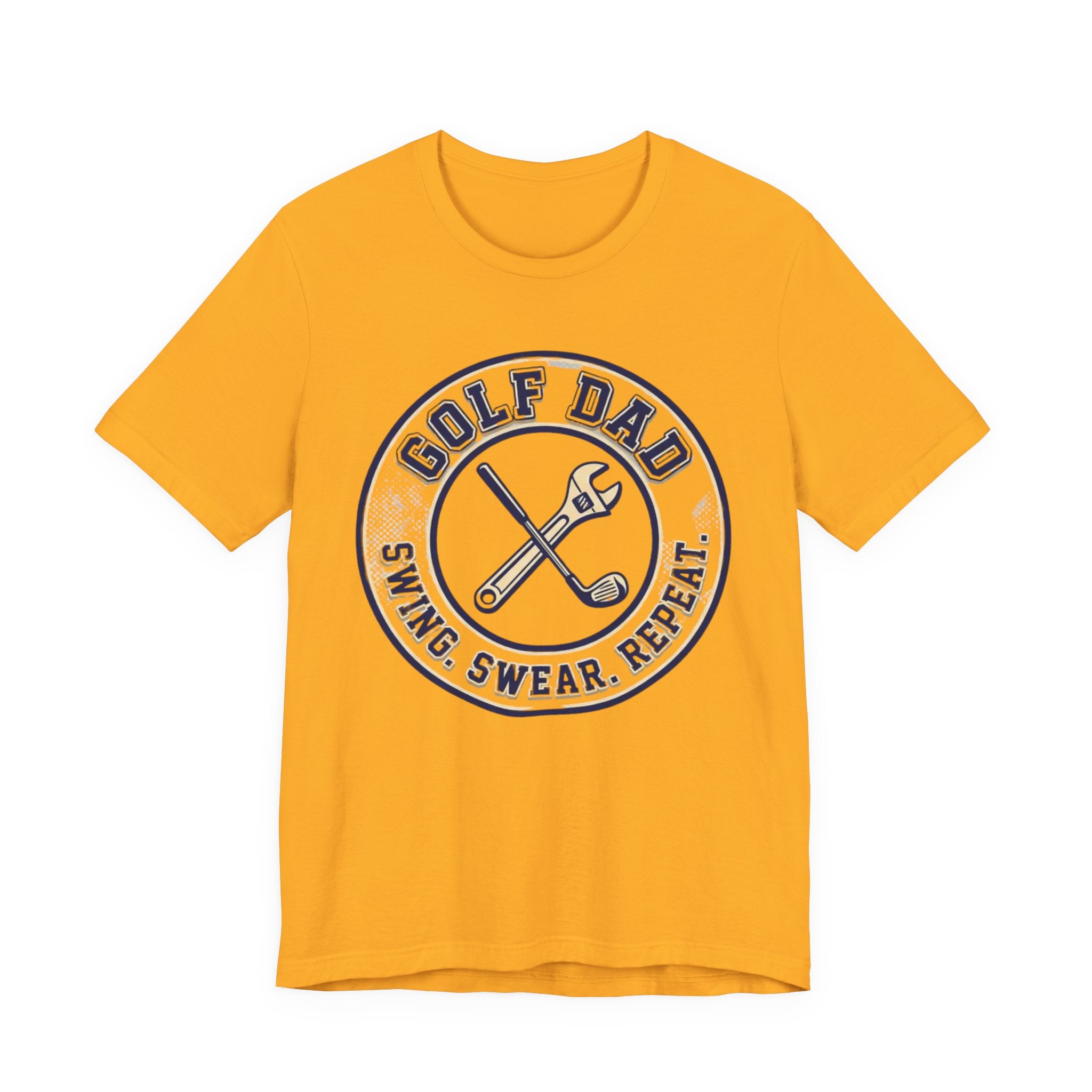Golf Dad Swing Swear Repeat T-Shirt | Classic Crest Father's Day Golf Tee | Wild Green Golf