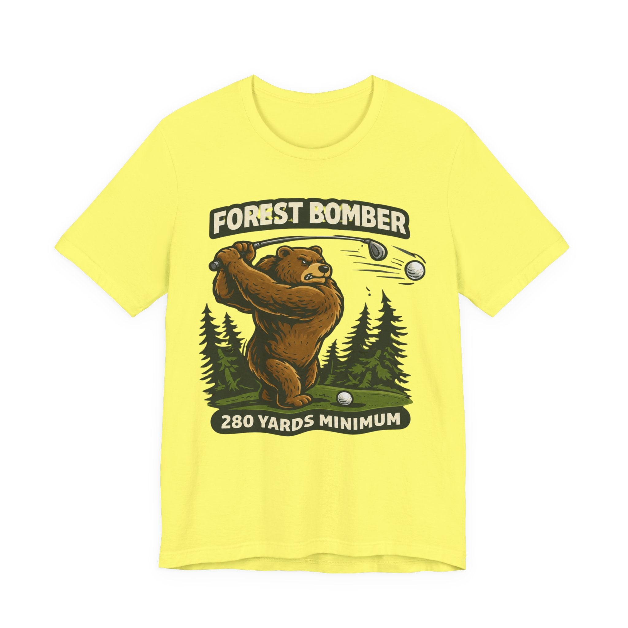 Forest Bomber Golf T-Shirt | Bear Golf Design | 280 Yards Minimum | Funny Golf Gift